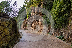 Footpath in Park Guell, Barcelona, Spain