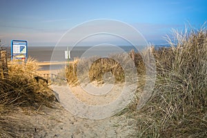 Footpath through sand dunes leading to the beach