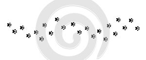 Footpath trail of animal. Dog or cat paws walking randomly print vector isolated on white background. Trail footpath