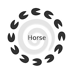 Footpath trail of horse. Sketch design modern web art doodle style