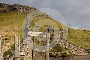 Footpath up Pen-y-ghent Penyghent in the Yorkshire Dales