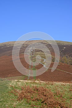 Footpath up Skiddaw Fell in Cumbria