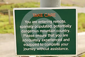 Warning Sign on Footpath to the Cuillin Mountains. Elgol  Isle of Skye  Scotland  UK.