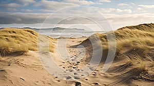 Footpaths wind through dunes and along sandy trails.AI Generated photo