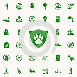 footprint of an animal in a shield green icon. greenpeace icons universal set for web and mobile