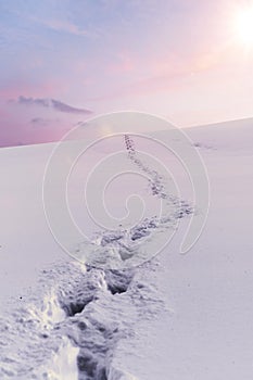 Footprint in deep snow