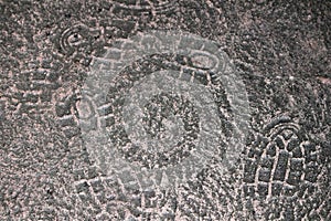 footprint foot print track in sand mud texture background