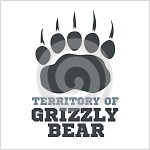 Footprint grizzly bear - vector illustration