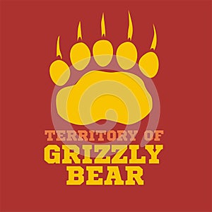 Footprint grizzly bear - vector illustration