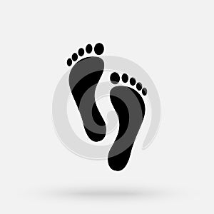 Footprint icon. Bare feet print White foot icon vector black, stock vector illustration flat design style