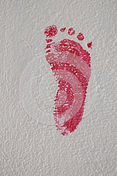 Footprint painted on the wall