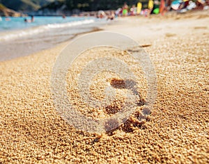 Footprint on sand beach