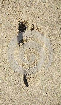 Footprint sand on the beach