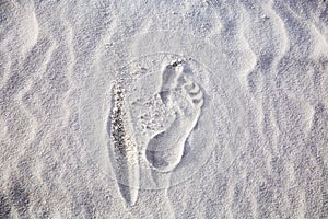 Footprint in the Sand at White Sands National Monument, New Mexico