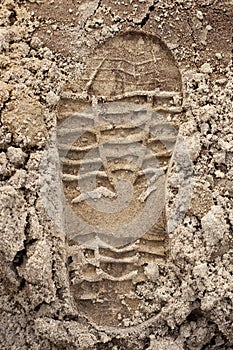 Footprint shoe on sand