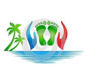 Footprint sign beach holiday logo