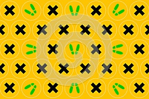 Footprint sign for warning to keep social distance between each other to protect Coronavirus CoVID-19