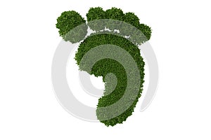 Footprint symbol concept of green leaves.3D illustration.