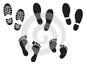 Footprint vector icon on white background.