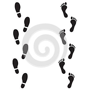 Footprint vector icon on white background.