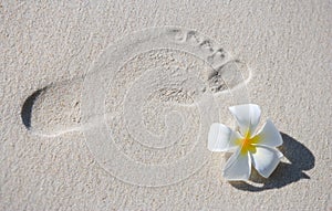 Footprint on white sand
