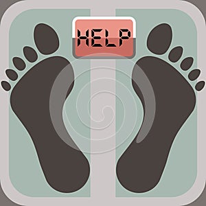 Footprints on bathroom scale