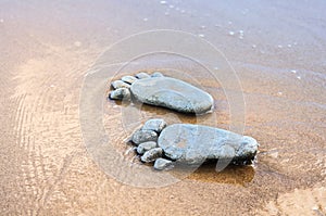 Footprints on the beach