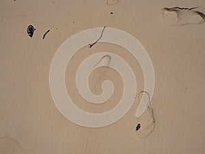 Footprints on the beach for background