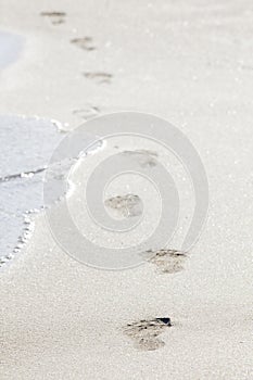 Footprints in beach sand