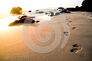 Footprints on the beach