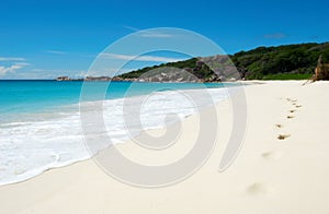 Footprints on a beautiful tropical beach