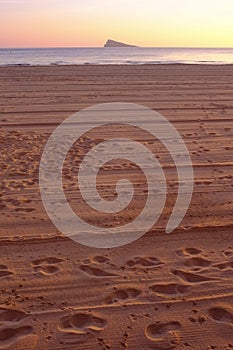 Footprints on Benidorm beach