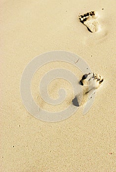 Footprints on the boracay beach