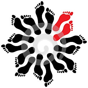 Footprints in a circle