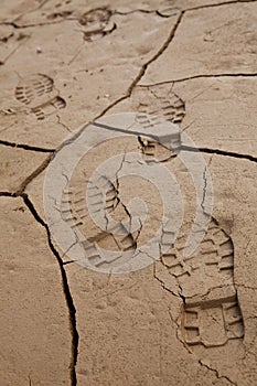 Footprints in Cracked Earth photo