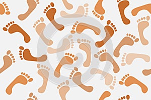 Footprints on a light gray background
