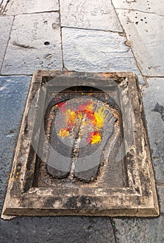 Footprints of Lord Kesava at Chennakeshava Temple in Belur, India