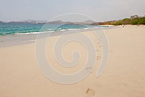 Footprints in the sand of Costa Rica. photo