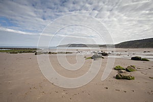 Footprints in the sand seascape