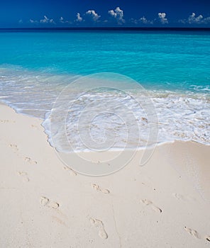 Footprints on sandy beach