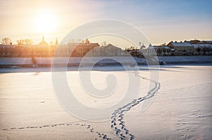 Footprints in the snow