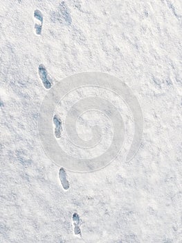 Footprints on snow surface