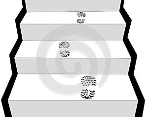 Footprints on the stairs; gray squares can be used for text