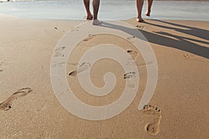 Footprints in wet sand