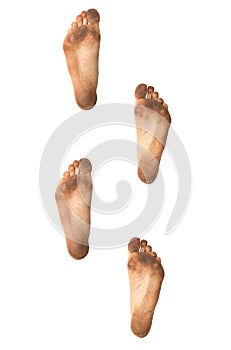 Footprints on a white background