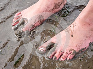 Foots in the Wadden Sea North Sea