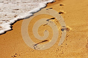 Footstep on beach