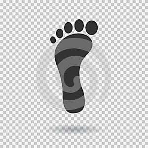 Footstep icon. Vector footprint. Flat style. Illustration with shadown