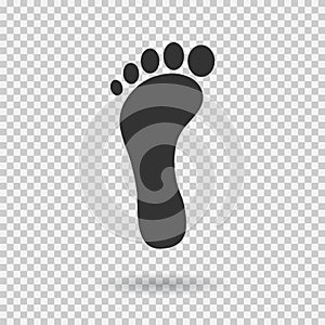 Footstep icon. Vector footprint. Flat style. Illustration with shadown photo