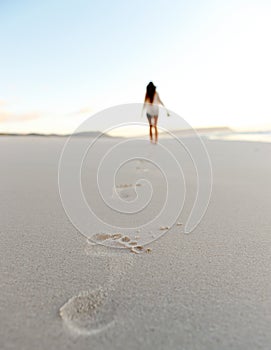Footstep sand beach